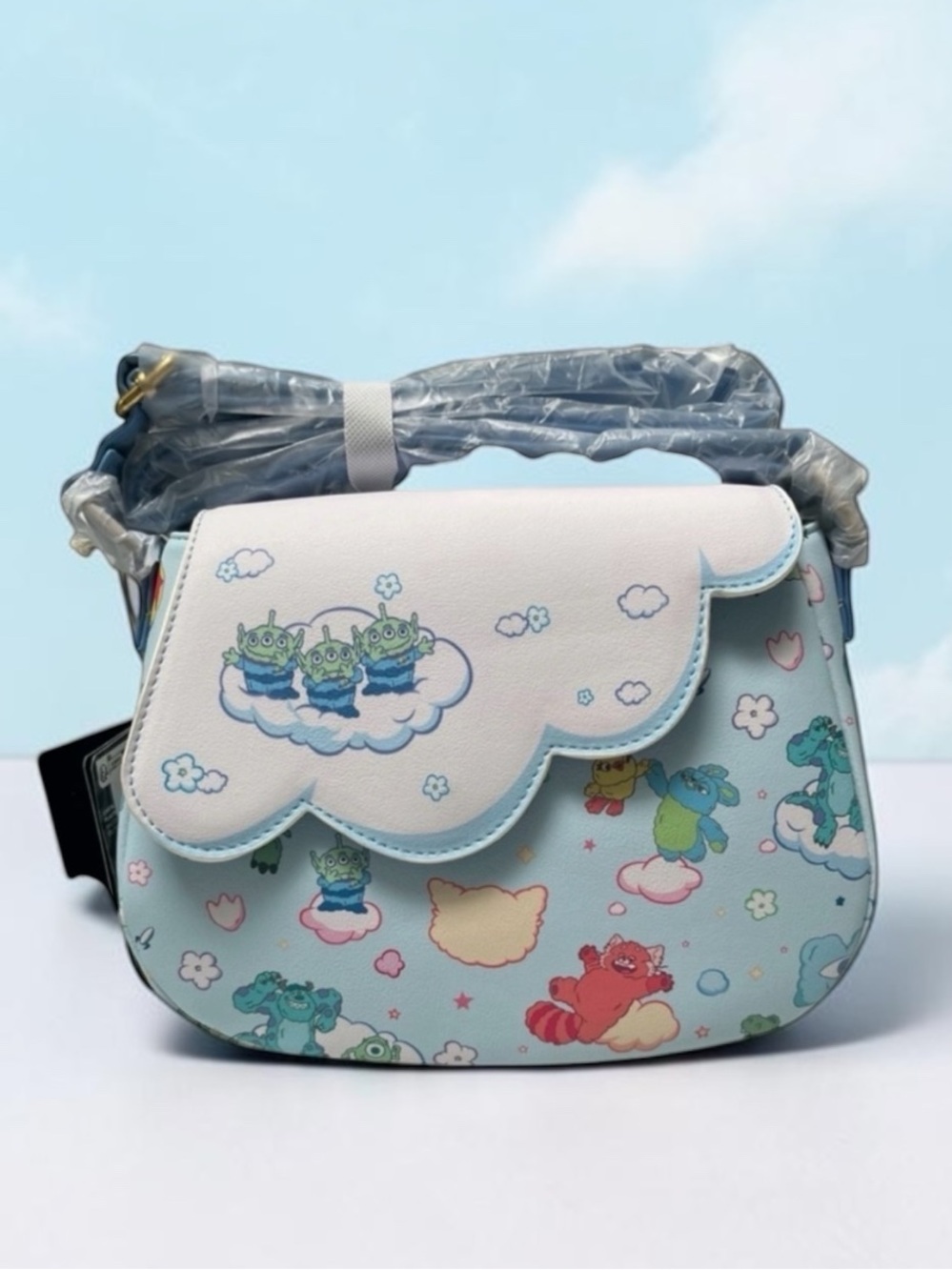 LOUNGEFLY PIXAR Alien Remix Crossbody Toy Story Monsters Inc Cloud Flap NWT
